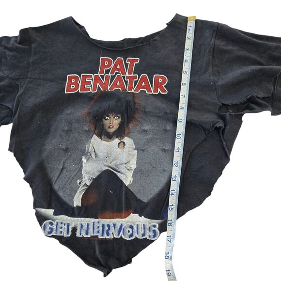 Vintage Pat Benatar Get Nervous Tour Shirt 1982-83 Black 2 Sided *CUT UP SCRAP - Picture 9 of 9